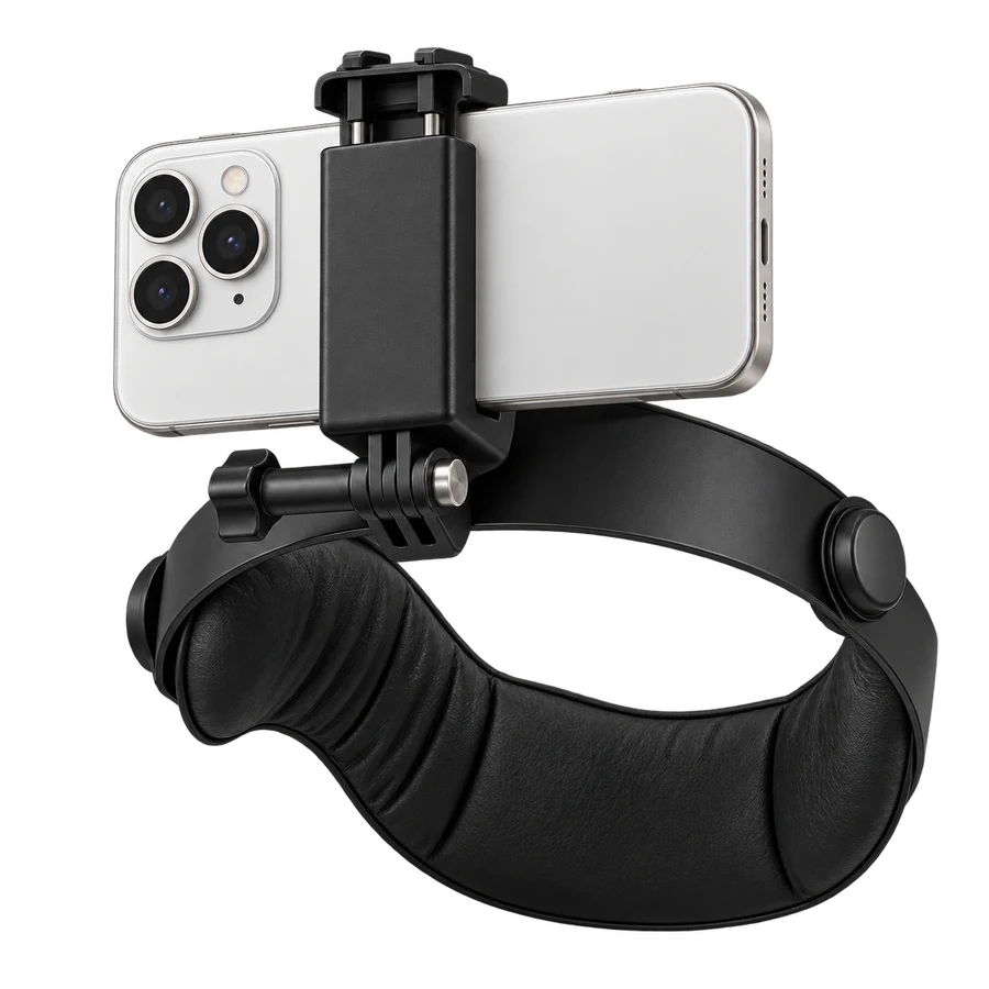 Shift headset with a phone secured in its recording mount